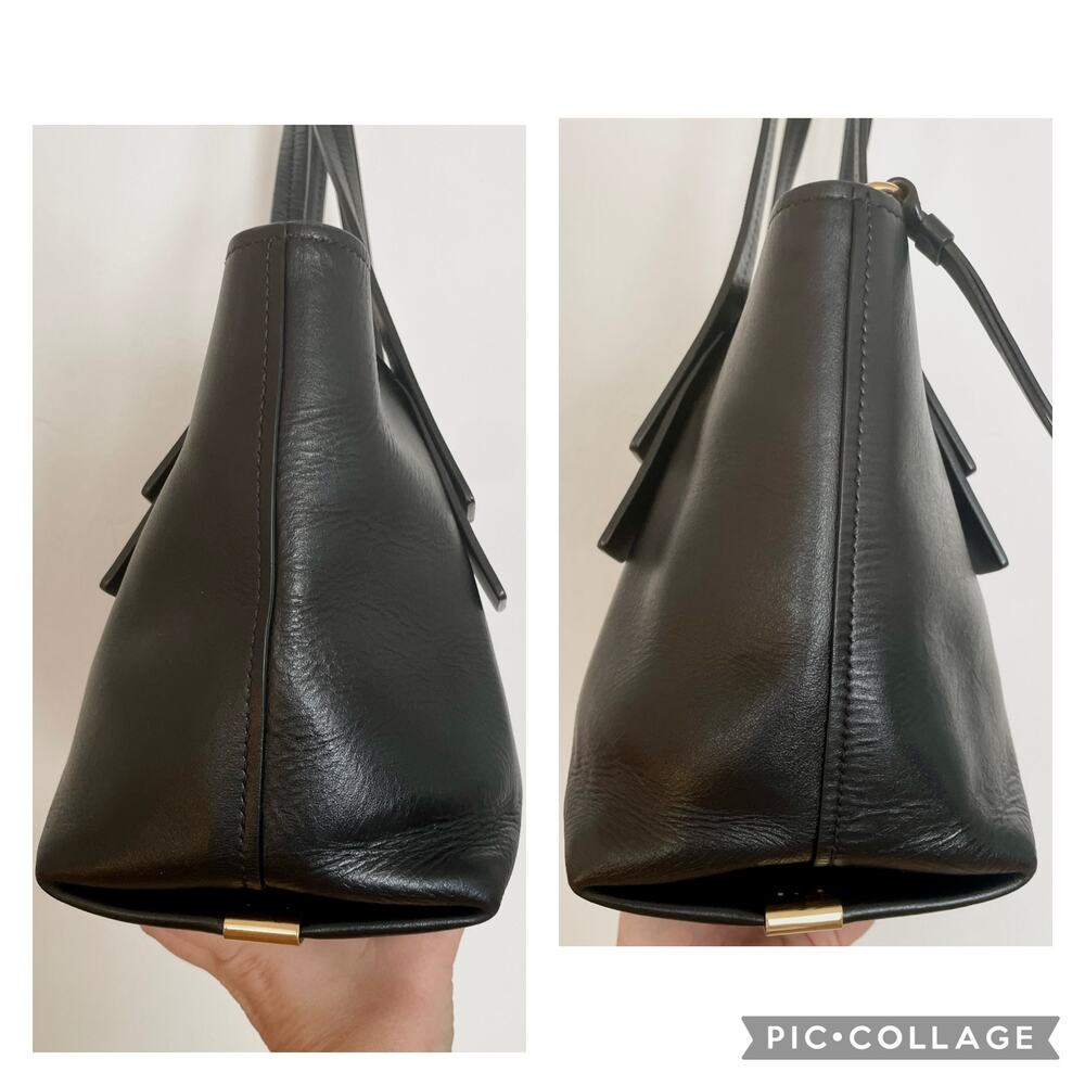 Chloe Shiny Black Leather C Zip Top Shopper Tote Shoulder Bag Carryall Small - Picture 8 of 11